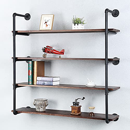Industrial Pipe Shelves With Wood Planks