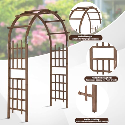 7Ft Brown Wooden Arbor Arch