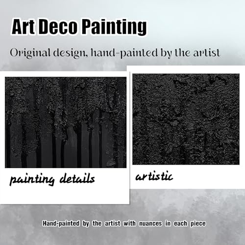 Abstract Painting Wall Art for Bedroom Black Pictures for Living Room Canvas Wall Decor for Office Men Size 24 x 47 Inch