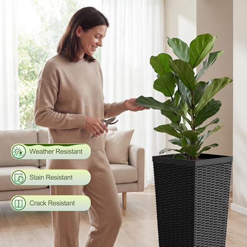 Resin 30'' Tall Planters Large Taper Outdoor Planter (2 Count)