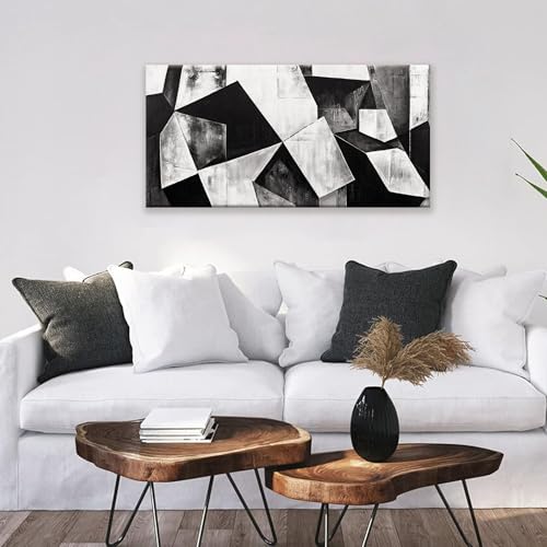 Black And White Wall Art Decor Canvas Art Wall Decor Minimalist Wall Art Geometric Color Block Canvas Artwork Paintings Wall Decor Modern Bedroom Art Office Home Decor Wall 20"X 40"