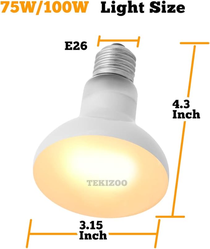 Reptile Heat Lamp Basking Spot Bulb UVA Daylight Light for Amphibian,Lizard,Tortoise,Bearded Dragon 100W(4 Pack)