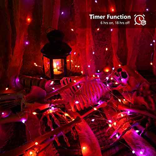 Purple & Orange Battery Halloween Lights Remote 17.48 ft 50 LED (34.96 Foot)