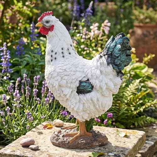 Farmhouse Rooster Statue Outdoor Garden Decor