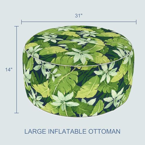 Indoor Outdoor Large Inflatable Ottoman Pouf D31 x H14 Inch