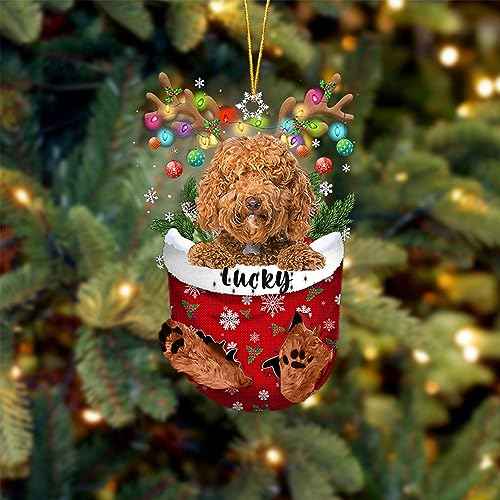Red Labradoodle Dog Christmas Ornament