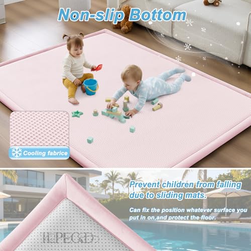 Baby Play Mat for Floor Nursery Rug Muscle Area Playroom Rug Elastic Foam 50x50" Playpenmat Elastic Foam 1.3" Thick Crawling Mat for Babies
