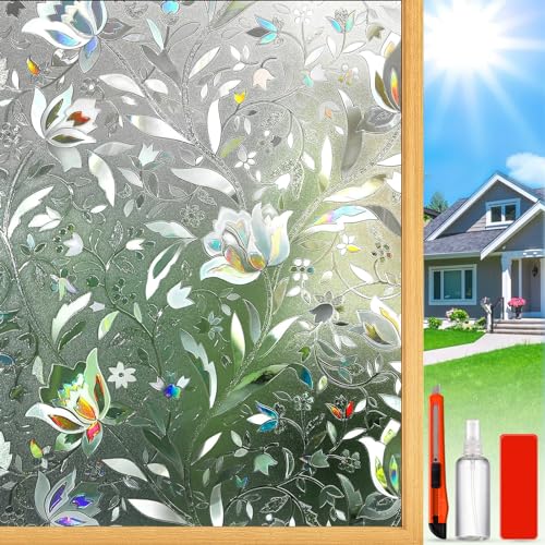 Reusable Static Cling Rainbow Window Privacy Film Decorative