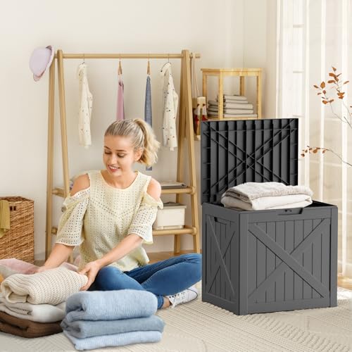 33 Gallon Deck Boxes Resin Outdoor Storage Box UV Resistant Outside Deck Box with Lockable Lid for Patio Furniture