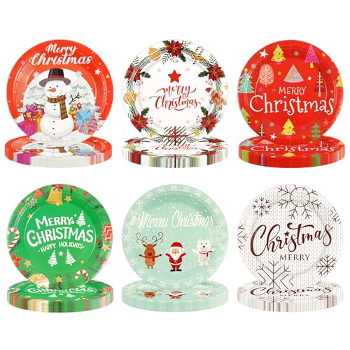 48 PCS Christmas Paper Plates 7 inch (50 Count)