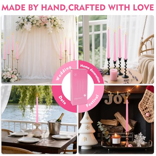 14 Pack Pink Taper Candles 12 Inch Tall 3 (14 Count)