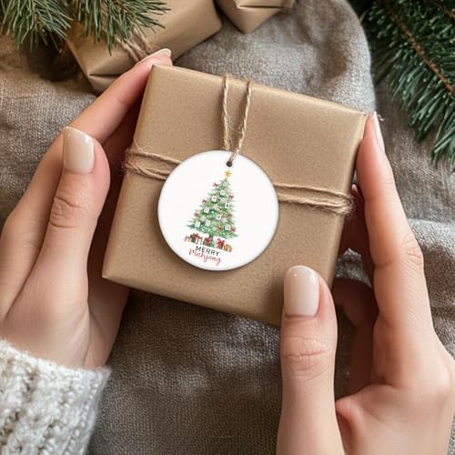 White Snowflake Mahjong Christmas Tree Ceramic Ornament Gifts