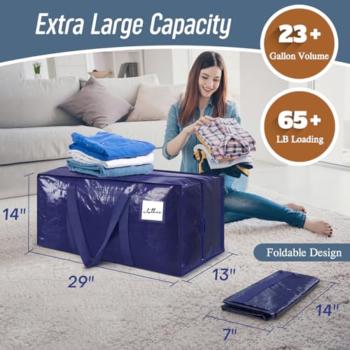 6 Pack Extra Heavy Duty Large Moving Bags with Strong Zipper (6 Count)
