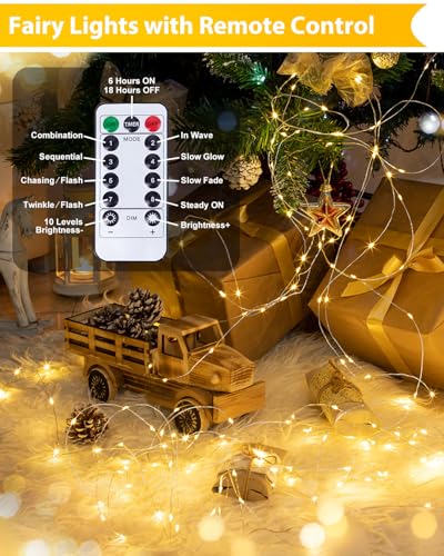 6 Pack 100 LED Fairy Lights Battery Operated with Remote