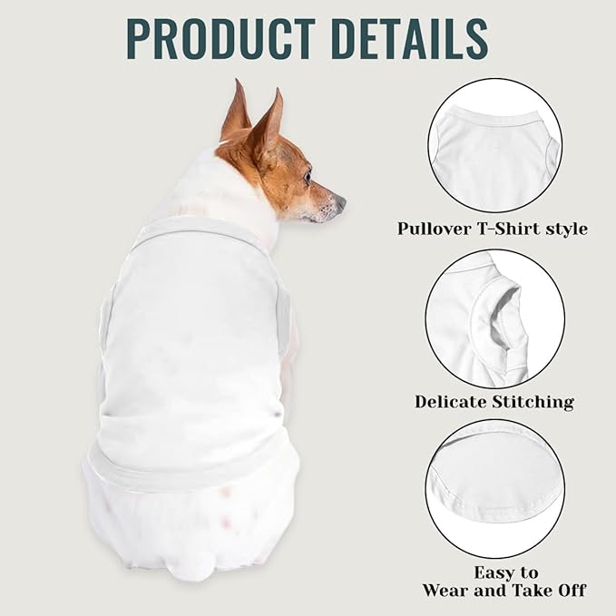 Personalized Dog Shirt Custom Pet T Shirts for Small Large Dogs Customized Puppy Clothes with Name Logo Picture Breathable Pets Sleeveless Vest Apparel Gifts, White, XL