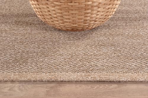 Indoor and Outdoor Runner Rug Natural Herringbone Seagrass Boho Design Easy