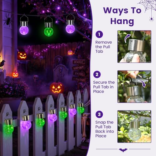 Solar Hanging Lights Outside Halloween Decoration Lanterns 8 PC (8 Count)