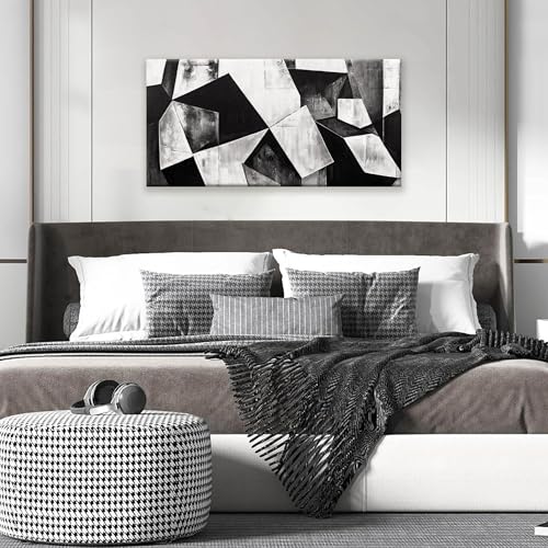 Black And White Wall Art Decor Canvas Art Wall Decor Minimalist Wall Art Geometric Color Block Canvas Artwork Paintings Wall Decor Modern Bedroom Art Office Home Decor Wall 20"X 40"