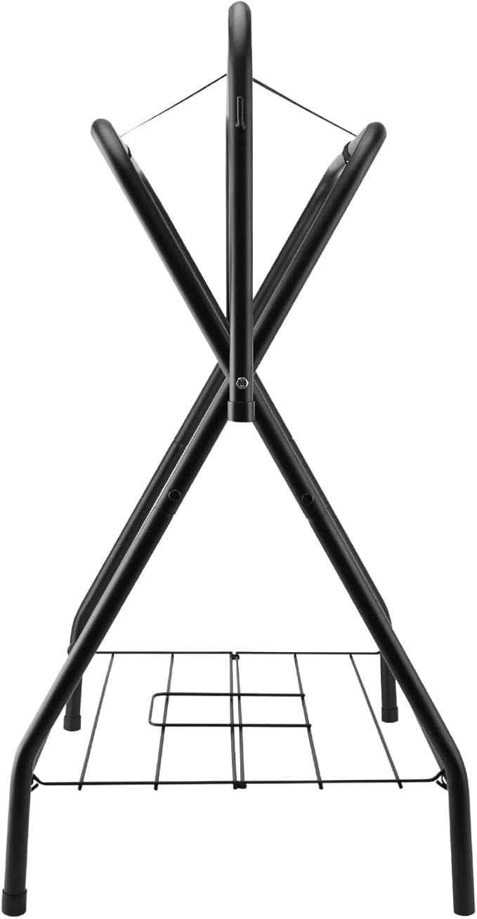 Folding Saddle Rack Heavy Duty Freestanding Horse Saddle Stand Detachable Saddle Rack Stand with Bottom Storage for English & Western Saddles