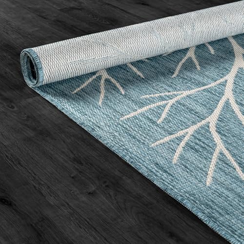 Washable Indoor Outdoor Rug 6x9 Modern Area Rugs Branch Pattern Non Shedding Waterproof Easy Clean Patio Deck Porch Living Room Bedroom Garden RV (54 Sq Ft)