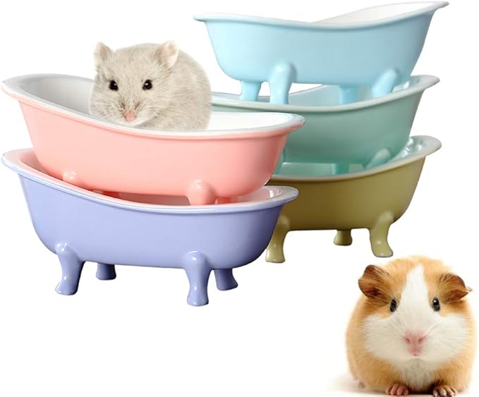 Small Animal Hamster Sand Bathtub, Bird Bathroom, Ice Accessories Cage Toys, Ceramic Relax Habitat House, Sleep Pad Nest for Hamster, Food Bowl for Guinea Pigs/Squirrel/Chinchilla