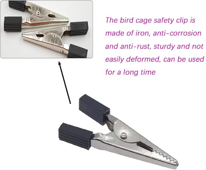 40 Pcs Bird Cage Safety Clips, Iron, Black, 1.89x0.7 Inch, Suitable for Parrots, Hamsters, Guinea Pigs, Rabbits, Lightweight, Anti-Escape