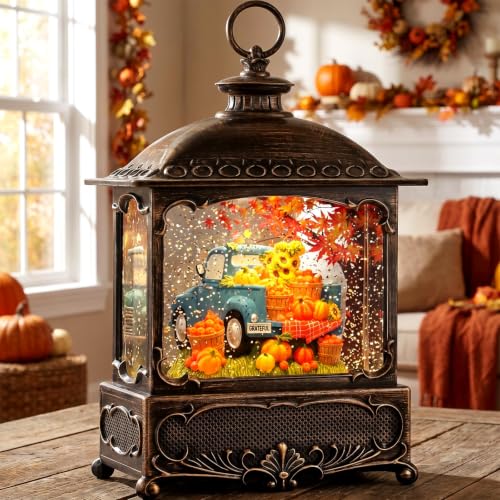 Fall Snow Globe Lantern Pumpkin Truck Maple Leaf Fall Decor
