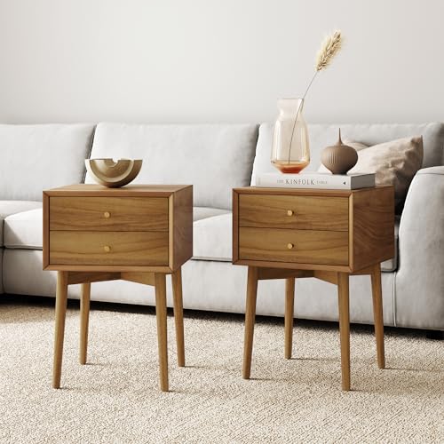 Harper Modern Nightstand Side Accent or End Table with Storage Drawer (2 Count)