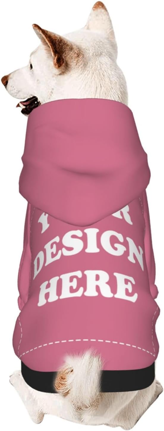 Personalized Chihuahua Dog Hoodie, Custom Pet Warm Sweatshirt Costume with Name Number Photo, Customize ID Clothes for Pupppy Kitten Dogs Cats, DarkPink, M