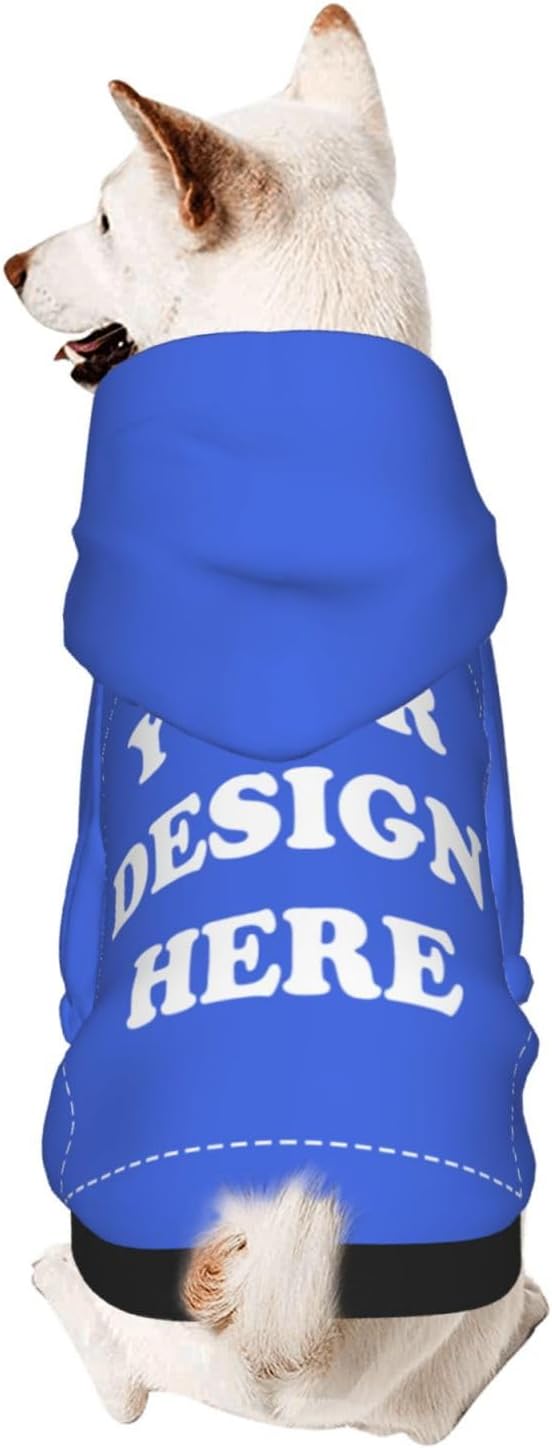Dog Clothes, Custom Dog Hooded Sweatshirt, Personalized Pet Costume Robe Shirt with Text/Image/Club Name/Pet Shop Logo for Small Medium Large Dogs and Cats, RoyalBlue, XXS