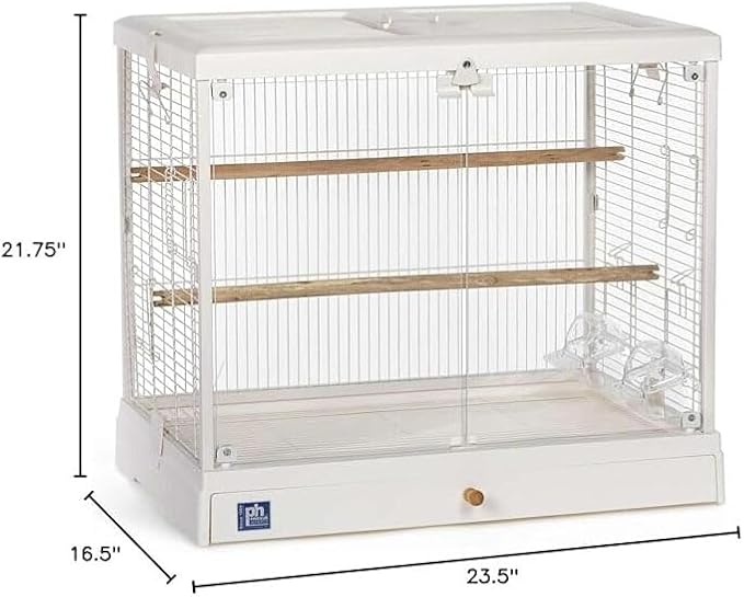 Earthy Elegance Charming Bird Cage with Elegant Design, Intricate Details, and Spacious Interior for Birds White/23.5" L x 16.5" W x 21.75" H