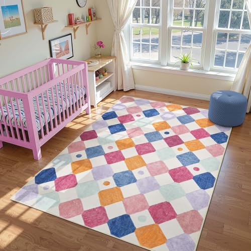 6x9 Classroom Rug Washable Kids Rug Colorful Playroom Mat Berries (54 Sq Ft)