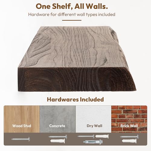 Wood Floating Shelves Live Edge 48” Set of 1