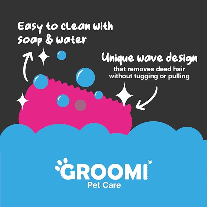 Groomi Tool - Deshedding and Grooming Brush for Pets: Cats, Dogs, and Horses - Professional Comb to Reduce Shedding (Pink)