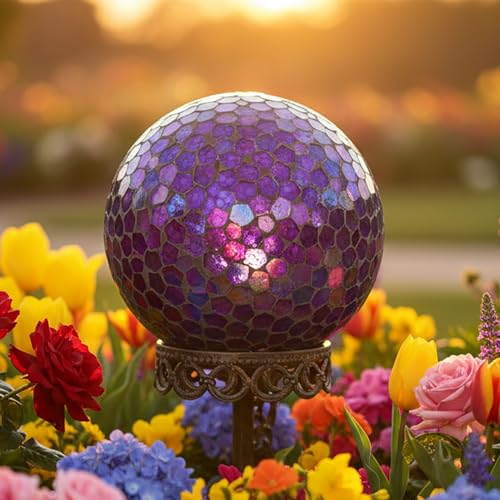 Sunnydaze 10" Mosaic Glass Gazing Ball for Garden (2 Count)