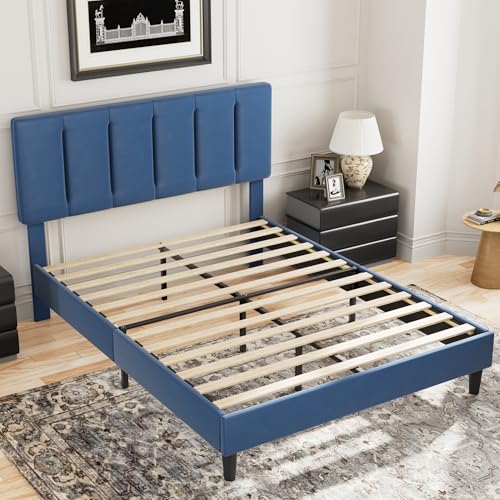Queen Size Bed Frame with Upholstered Headboard