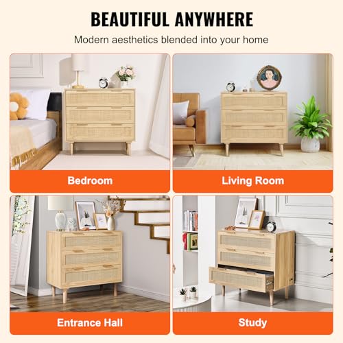 3 Drawer Rattan Dresser