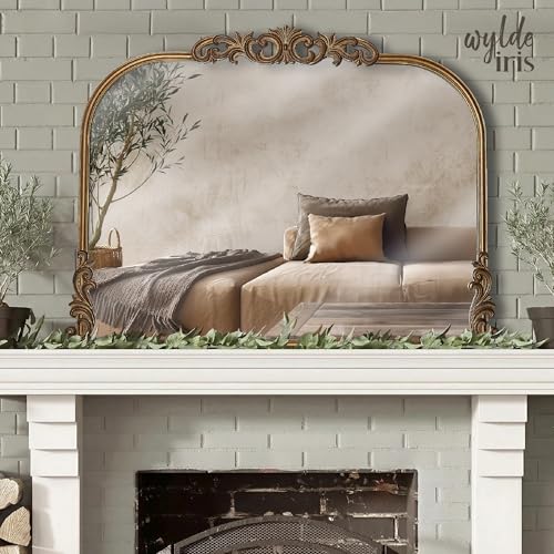English Estate Carved Arch Wood Wall Mirror