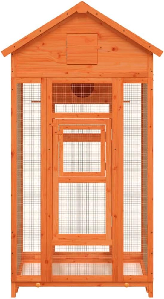 Wooden Bird House Bird Cage, Bird Flight Cages Parrot Cage for Parakeet, Lovebirds, Ringneck, Cockatiels, 36"x20.9"x66.9" Solid Wood Pine,-421