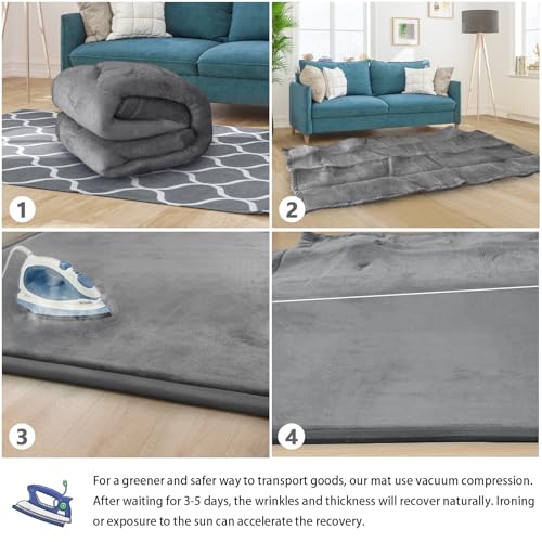 Baby Play Mat for Floor Nursery Rug Muscle Mat Area Rug Playroom Rug 59"x59" Playpen Mat Elastic Foam 1.3" Thick Crawling Mat for Babies