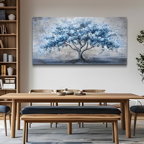 Large Canvas Wall Decor Painting Wall Art For Bedroom Living Room Decoration Abstract Blue Tree Artwork Print Picture Room For office Room Dining Room Home Decor Home Aesthetics 30x60 In
