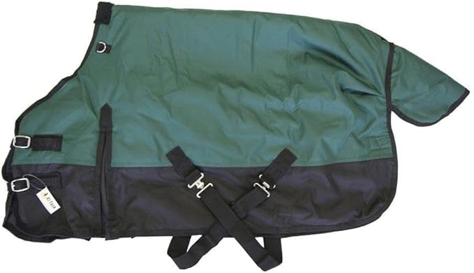 AJ Tack 1200D Waterproof Winter Pony Blanket - 300g Heavyweight Turnout with Fleece Collar, Shoulder Gussets & Tail Flap - Black 50"