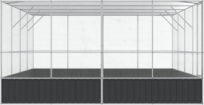 Steel Aviary Silver, Steel Bird Cage, Outdoor Aviary Parrot Cage Wide Flight Metal Birdcage, 164.6"x163"x83.5" Steel,-84
