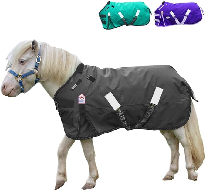 Derby Originals Nordic-Tough 1200D Heavyweight Mini Horse & Pony Turnout Blanket – Waterproof, Breathable, 300g Insulation, 210T Lining, Reflective, 2-Year Warranty (Black, 50")