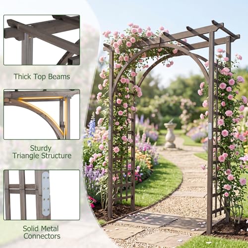 85" Wooden Garden Arch Trellis