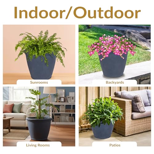 Sunnydaze Anjelica 24'' Large Plastic Planter Pot for Plants (3 Count)