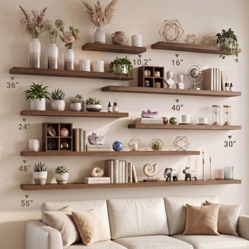 10 Inch Deep Floating Shelves for Wall 55” Set of 2 (2 Count)