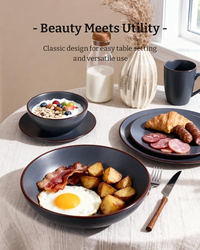 Venus Stoneware Dinnerware Sets with Pasta Bowls (24 Count)