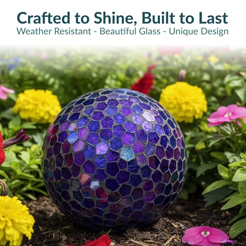 Sunnydaze 10" Mosaic Glass Gazing Ball for Garden (2 Count)