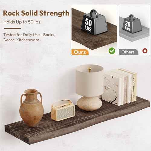Wood Floating Shelves Live Edge 32” Set of 2 (2 Count)